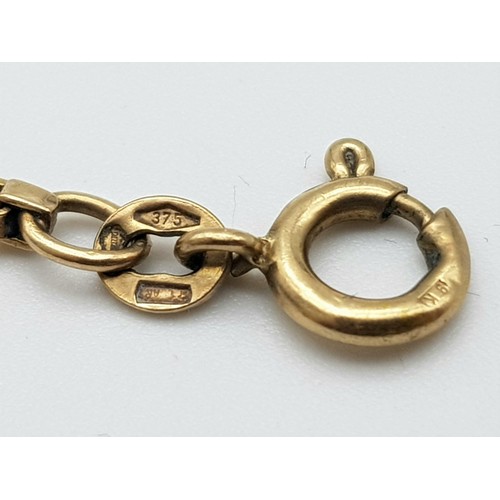 1041 - A 9K GOLD BOX LINK BRACELET  ,   19cms   2.6gms