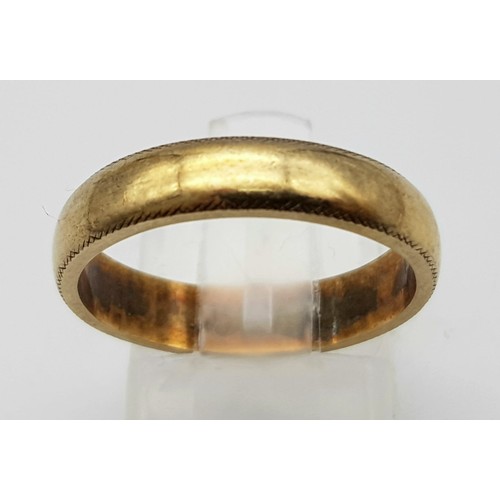 1052 - A 9K ROSE GOLD BAND RING .    3.9gms   size P