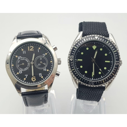 1427 - Two Unworn Military Homage Watches Comprising a 1950’s RAF Multi-Function Quartz Watch 43mm Includin... 