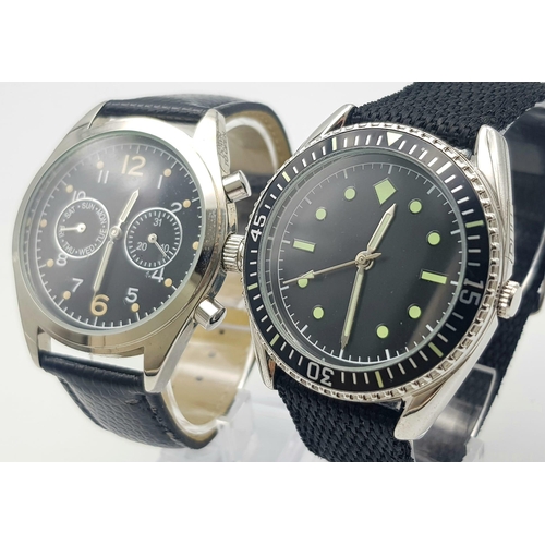 1427 - Two Unworn Military Homage Watches Comprising a 1950’s RAF Multi-Function Quartz Watch 43mm Includin... 