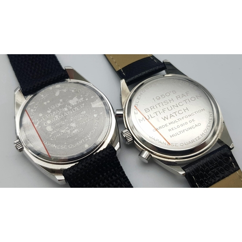 1427 - Two Unworn Military Homage Watches Comprising a 1950’s RAF Multi-Function Quartz Watch 43mm Includin... 