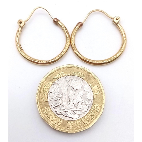 1513 - A Pair of 9K Yellow Gold Small Hoop Earrings. 0.77g weight.