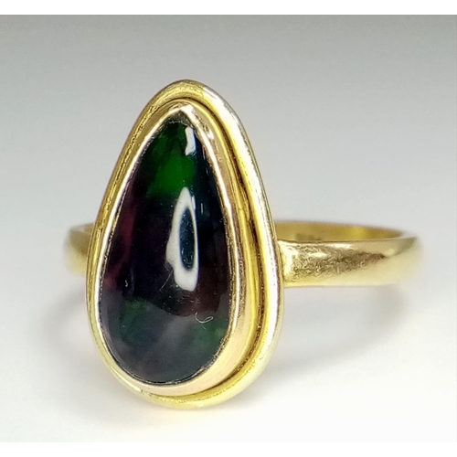 1697 - A Gilded 925 Silver Opal Ring. Size M. 3g weight.