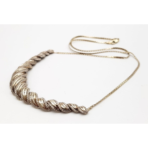 1720 - A DIAMOND ENC RUSTED SILVER NECKLACE  .    13gms