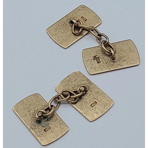 1339 - A PAIR OF 9K GOLD CHAIN LINKED CLASSIC CUFFLINKS  .  4.5gms