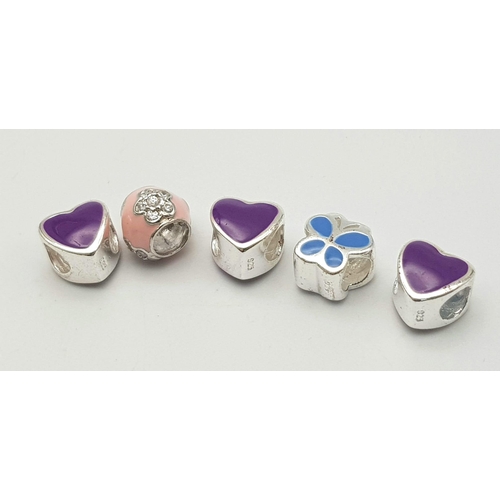 1296 - A SELECTION OF 5 STERLING SILVER ENAMELLED CHARMS 8.1G

ref: SC 3154