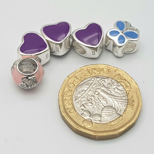 1296 - A SELECTION OF 5 STERLING SILVER ENAMELLED CHARMS 8.1G

ref: SC 3154