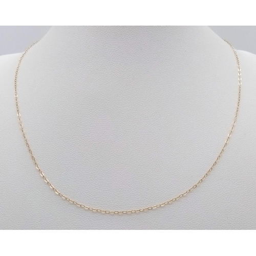 1346 - A 9K Yellow Gold Disappearing Necklace. 40cm. 0.38g weight.