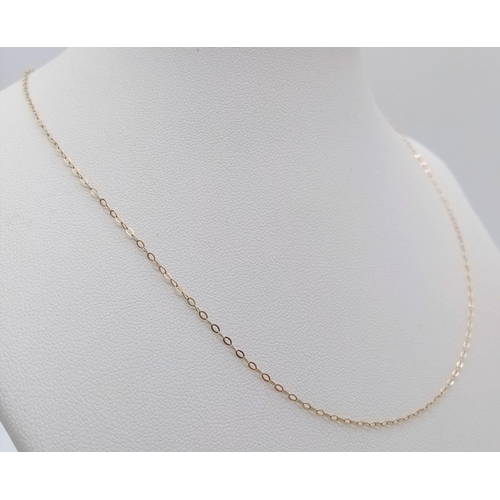 1346 - A 9K Yellow Gold Disappearing Necklace. 40cm. 0.38g weight.