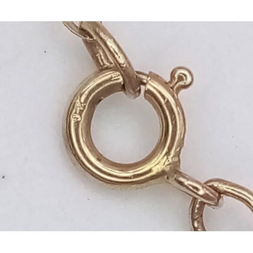 1346 - A 9K Yellow Gold Disappearing Necklace. 40cm. 0.38g weight.