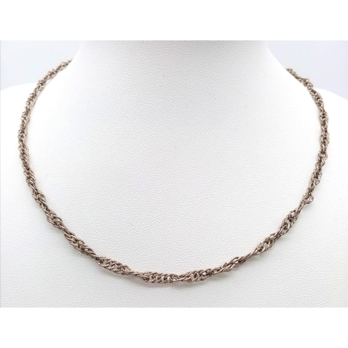 1587 - A 36cms SILVER  TWIST NECK CHAIN .  5.8gms