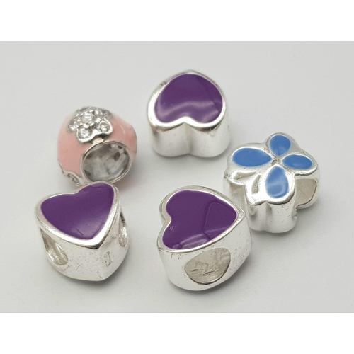 1296 - A SELECTION OF 5 STERLING SILVER ENAMELLED CHARMS 8.1G

ref: SC 3154