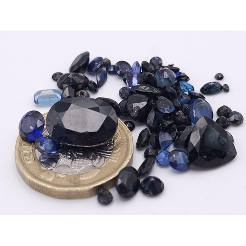 1725 - A Parcel of 100 Sapphires. Assorted Sizes up to 1.4cm, Assorted Cuts, 38.07 Carats Total.