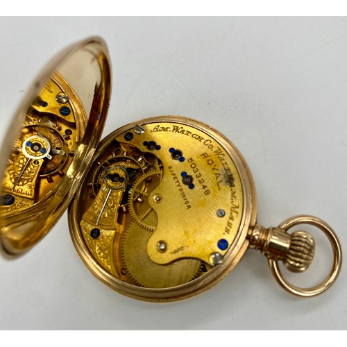 131 - An Antique (1891) 10K Gold Cased Waltham Small Pocket Watch. Rare - only 1 of 5600 made. 13 jewels. ... 