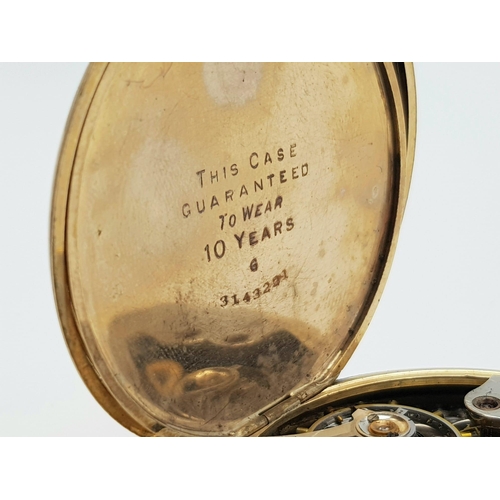 159 - A Rare Antique (1913) Gold Plated Waltham Full Hunter Pocket Watch. 15 jewel. 19398383 movement. Whi... 