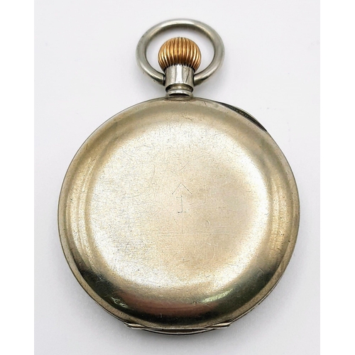 180 - An Antique (WWI Era) Omega White Metal Pocket Watch. 5128166 movement. White dial with second sub di... 