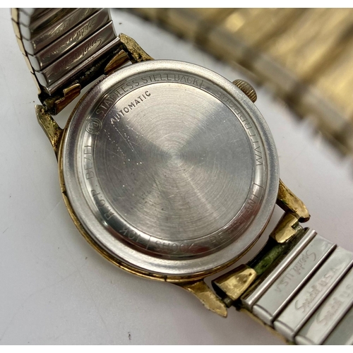 228 - A Rare Vintage (1950s) Waltham 53 Automatic Gents Watch. Gold plated expandable bracelet. Two tone s... 