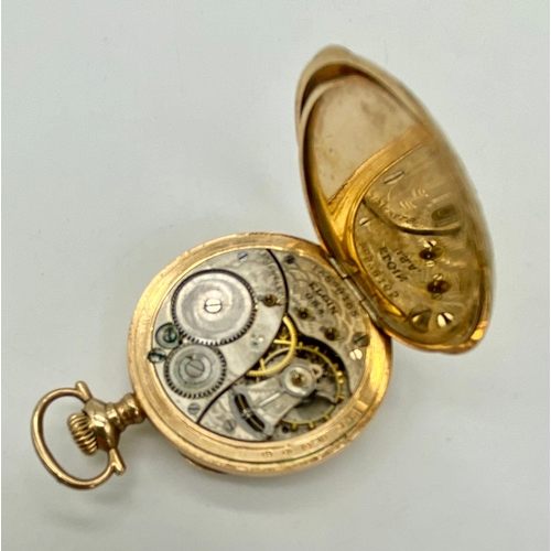 242 - An Antique (1912) Small Elgin Gold Plated Pocket Watch. 15 jewels. 16578165 movement. Top winder. Wh... 