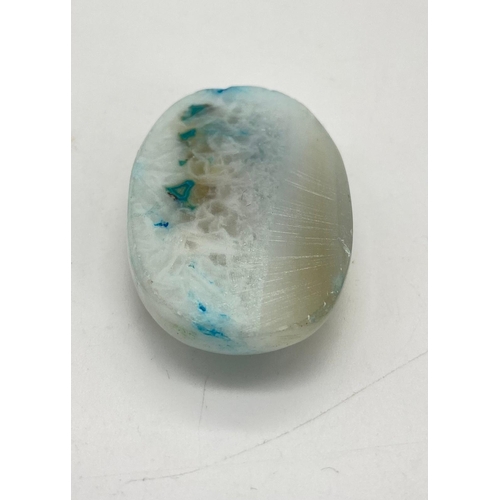 336 - A very rare marvel of nature, a BLUE BANDED AGATE surrounded by white agate. Oval shaped with dimens... 