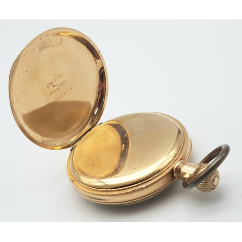 340 - An Antique (1906) Gold Plated Waltham Schierwater and Lloyd of Liverpool Pocket Watch. 15 jewels. 14... 