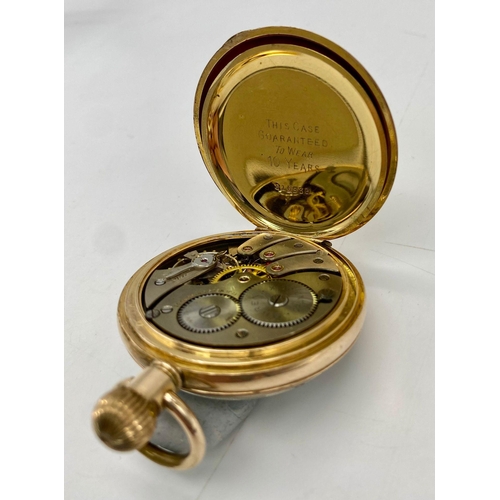 827 - An Vintage Buren Grand Prix Gold Plated Pocket Watch. 17 jewels. White dial with second sub dial. In... 