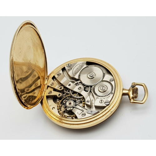 842 - An Antique (1914) Gold Plated Howard Pocket Watch. 17 jewels. Movement - 1274112. White dial with se... 