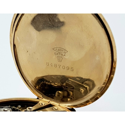 842 - An Antique (1914) Gold Plated Howard Pocket Watch. 17 jewels. Movement - 1274112. White dial with se... 