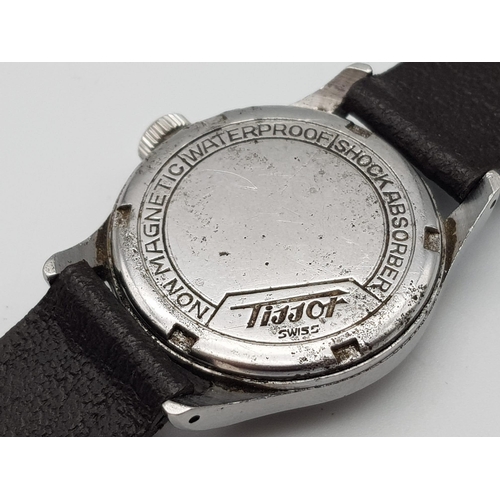 876 - A Vintage Tissot Non-Magnetic Mechanical Gents Watch Black leather strap. Stainless steel case - 30m... 