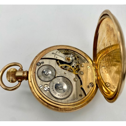 96 - An Antique (1918) Waltham Equity Gold Plated Pocket Watch. 7 jewels. 22402132 movement. White dial w... 