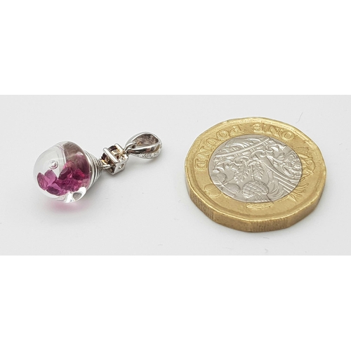 1291 - 0.78ct Rhodolite and Garnet silver bulb pendant, weight 1.2g, come with authenticity card