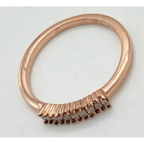 1305 - Rose gold plated silver stone set ring, weight 1.3g size M