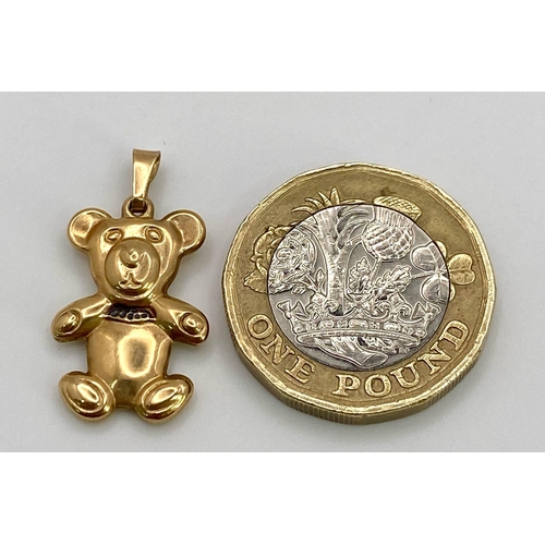 309 - A 9K Yellow Gold Teddy Bear Pendant/Charm. 0.7g weight.