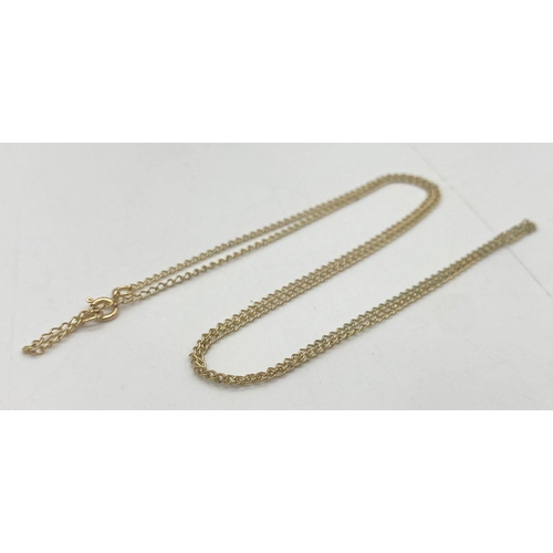 393 - A 9K Yellow Gold Disappearing Necklace. 45cm length. 1.3g.