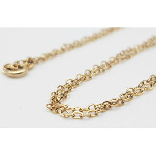 835 - A 9K Yellow Gold Disappearing Necklace. 50cm length. 1.33g weight.