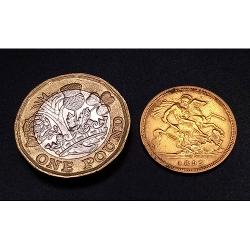 108 - An 1895 Queen Victoria 22K Gold Half Sovereign.