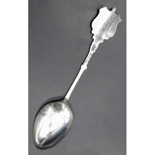 1244 - A vintage sterling silver tea spoon with Enamel on handle and nicely designed on thread. Full hallma... 