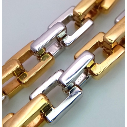 128 - A Head-Turning Designer 18K White and Yellow Gold Rectangular Link Bracelet by Biffi of Italy. 19cm ... 