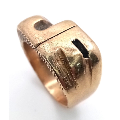 142 - A Vintage 9K Yellow Gold Initialled Ring. If your initials are JF - it's your lucky day. Size N. 10.... 