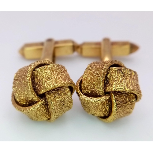 177 - A Pair of Vintage 9K Yellow Gold Knot Cufflinks. 16.6g weight.