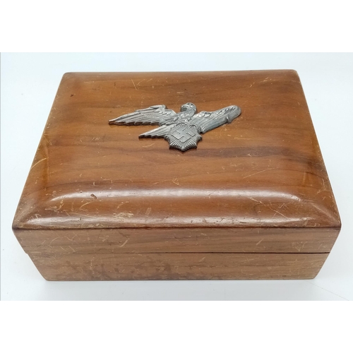 820 - WW2 German Wooden Box with R.LB Badge (Air Raid Warden).