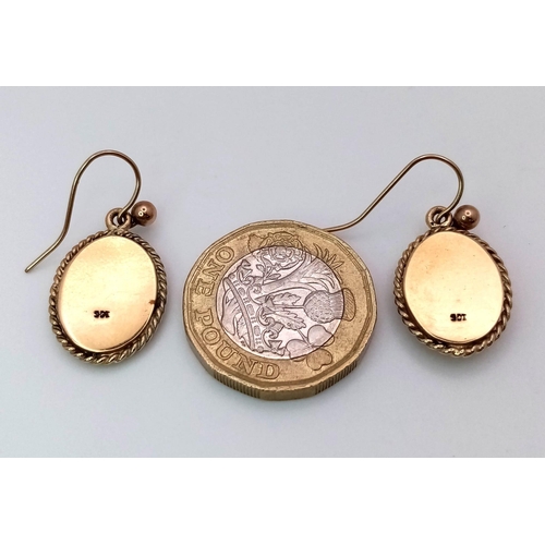 1431 - A Pair of 9K Yellow Gold Cameo Earrings. 5.44g total weight