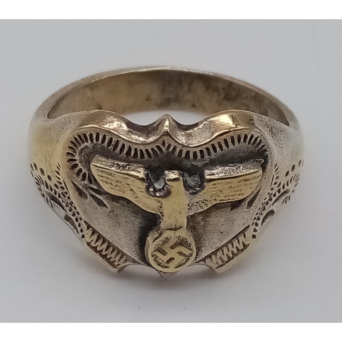 982 - 3rd Reich Patriotic Silver Ring. UK Size “S” US Size 9. 5.