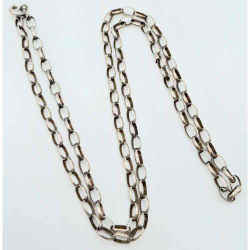 1343 - A vintage 925 silver belcher link necklace. Total weight 6.4G. Total length 50cm.