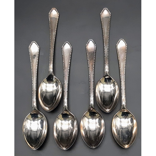 844 - A collection of 6 antique sterling silver tea spoons. Full hallmark Birmingham, 1928. Total weight 7... 