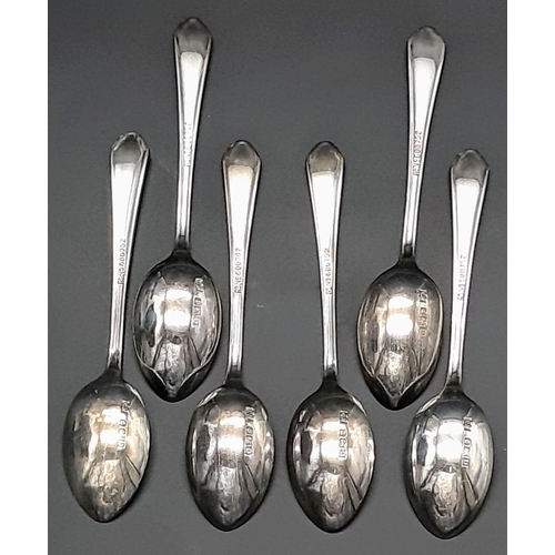 844 - A collection of 6 antique sterling silver tea spoons. Full hallmark Birmingham, 1928. Total weight 7... 