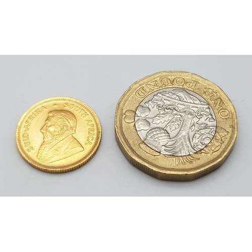 981 - A 1/10 Ounce 22k Gold Krugerrand Coin.