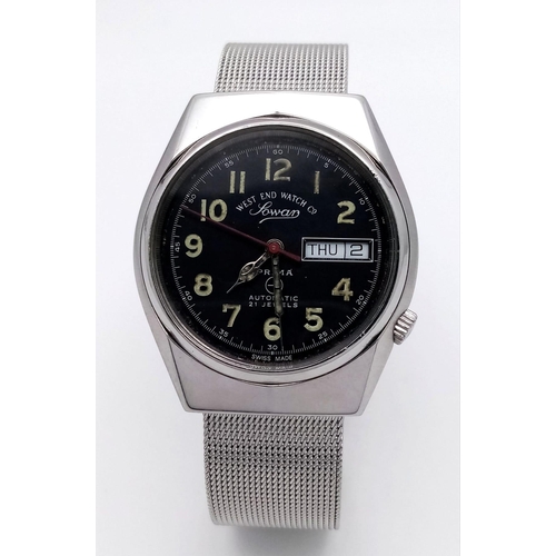 1024 - A Vintage West End Watch Company Prima Gents Watch. 21 jewels. Stainless steel bracelet and case - 3... 