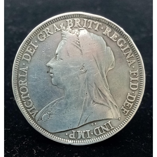 1445 - An 1896 Queen Victoria Silver Crown. Please see photos for conditions.