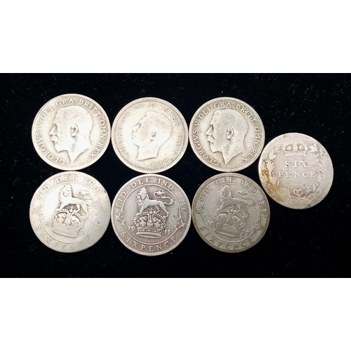 1501 - 29 Pre 1947 Six Pence Silver Coins. 75.75 total weight.