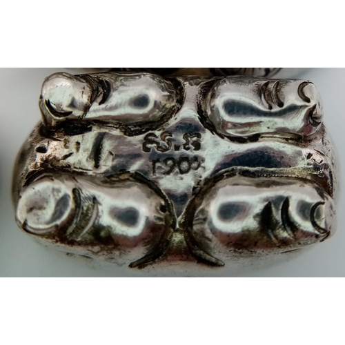 333 - A pair of antique Cambodian silver elephant betel nut boxes. Made in the traditional Khmer silver wo... 